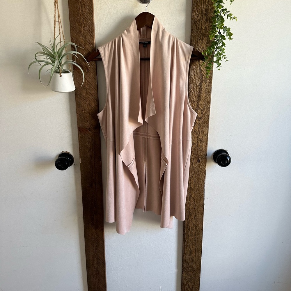 New Premise Women’s Faux Leather Suede Dusty Pink Vest Jacket Size Small - Picture 8 of 16